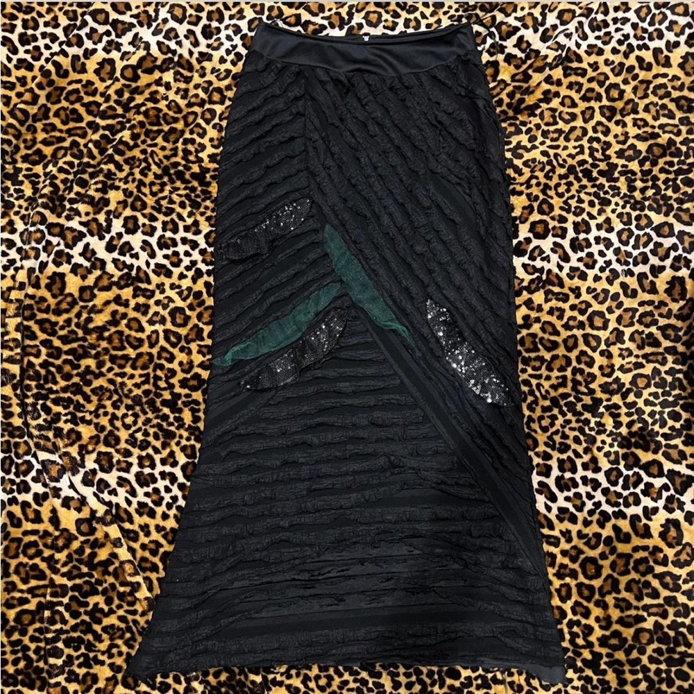 Leg Avenue Black Asymmetrical Maxi Wrap Skirt